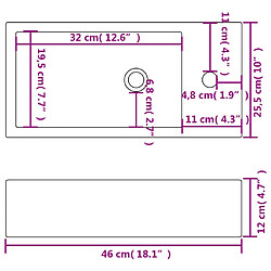 vidaXL Vasque + trou de robinet Céramique Blanc 46 x 25,5 x 12 cm pas cher