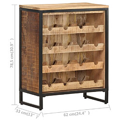 vidaXL Armoire à vin 62x33x78,5 cm Bois de manguier brut pas cher