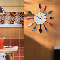 Multicolore décoration de la maison couverts ustensile de cuisine cuillère fourchette horloge horloge murale - Multicolore