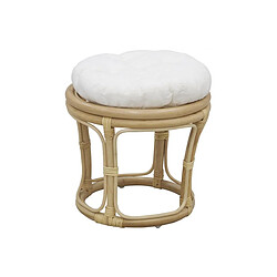 Aubry Gaspard Tabouret en rotin avec coussin Uni naturel.