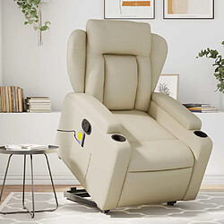 vidaXL Fauteuil inclinable de massage Crème Similicuir