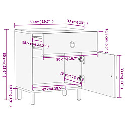 vidaXL Table de chevet 50x33x60 cm bois de manguier massif pas cher