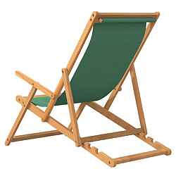 Maison Chic Chaise/Fateuill de plage pliable Bois de teck solide Vert -GKD18612 pas cher