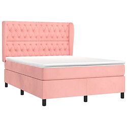 Avis Maison Chic Lit adulte- Lit + matelas,Sommier à lattes de lit avec matelas Rose 140x190 cm Velours -GKD33493