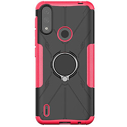 Coque en TPU 2-en-1, anti-empreintes digitales avec béquille pour votre Motorola Moto E7 Power - rose