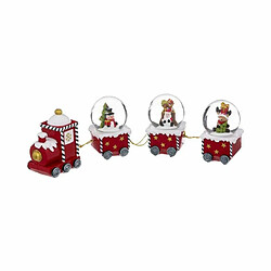 Lot de 3 Boules à Neige Noël Train 20cm Rouge