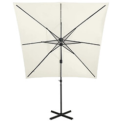 Avis ComfortXL Parasol Déporté Avec Mât Et Lumières LED Sable 250 Cm