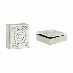 Avis Gift Decor Boîte Décorative Blanc Bois 22 x 7,5 x 22 cm (4 Unités)