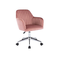 Vente-Unique Chaise de bureau - Velours - Rose - Hauteur réglable - ELEANA