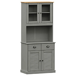 vidaXL Buffet haut VIGO gris 78x40x175 cm bois massif de pin