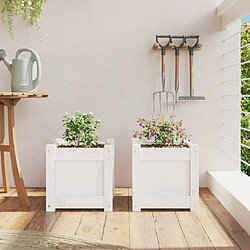 Avis Maison Chic Lot de 2 Jardinières,Bac à fleurs - pot de fleur blanc bois de pin massif -GKD48337