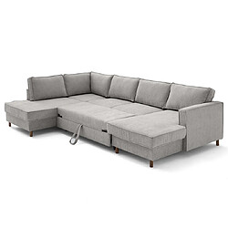 Lisa Design Jake - canapé panoramique d'angle gauche 7 places convertible avec coffre en tissu velours relief