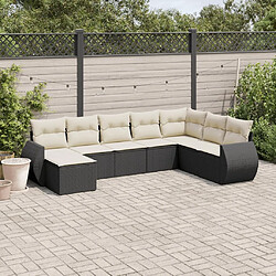 Maison Chic Ensemble Tables et chaises d'extérieur 8 pcs avec coussins,Salon de jardin noir résine tressée -GKD888980