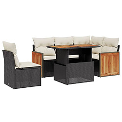 Maison Chic Ensemble Tables et chaises d'extérieur 6pcs avec coussins,Salon de jardin noir résine tressée -GKD181204