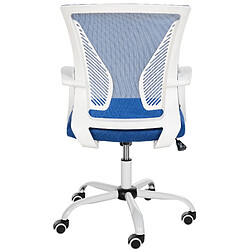 Avis Decoshop26 Chaise de bureau hauteur réglable avec revêtement en maille respirante microfibre bleu pieds métal blanc 10_0002695