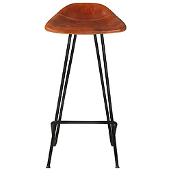 Acheter vidaXL Tabourets de bar lot de 2 marron cuir véritable