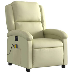 Avis Maison Chic Fauteuil Relax pour salon, Fauteuil de massage inclinable électrique crème cuir véritable -GKD28532