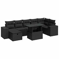 vidaXL Salon de jardin 5 pcs avec coussins noir résine tressée