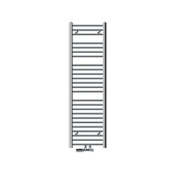 LuxeBath Radiateur de salle de bain Sahara 400x1500 mm, chrome, courbé, raccord central y compris garniture de raccordement avec thermostat forme d'angle raccord mural