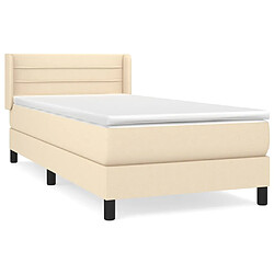 vidaXL Sommier à lattes de lit avec matelas Crème 90x200 cm Tissu