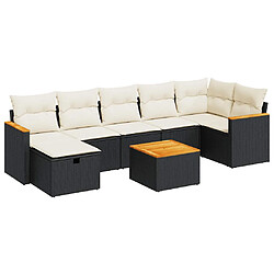 vidaXL Salon de jardin 8 pcs avec coussins noir résine tressée