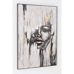 Pegane Tableau peinture à l'huile sur toile, peinte murale avec cadre en bois noir - Longueur 80 x Profondeur 3.5 x Hauteur 120 cm