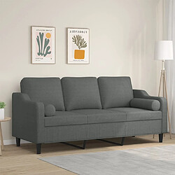 Maison Chic Canapé 3 places avec oreillers,Sofa de Salon,Canapé droit gris foncé 180 cm tissu -GKD760467