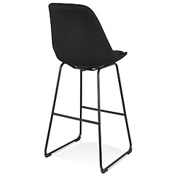 Acheter Alterego Tabouret de bar 'RIGO' en tissu noir et pieds en métal noir