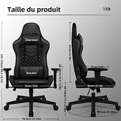 Lexzurn Chaise Gaming Charge 150kg, Fauteuil Bureau Ergonomique, Assise De 56cm