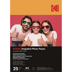 KODAK Papiers Photo Instantanés - Pack de 25 feuilles de papier photo - Format 21 x 29.7 cm (A4) - Finition brillante - 180 gsm - Compatible avec imprimantes jet d'encre" - Blanc