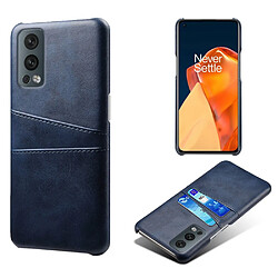 Coque en TPU + PU double porte-cartes, anti-chute, bleu pour votre OnePlus Nord 2 5G