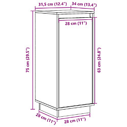 vidaXL Buffets 2 pcs Marron miel 31,5x34x75 cm Bois massif de pin pas cher