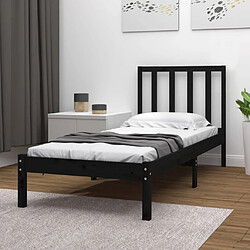 Maison Chic Lit Moderne Chambre - Cadre/structure de lit pour adulte Noir Bois de pin massif 75x190 cm Petit simple -MN61108