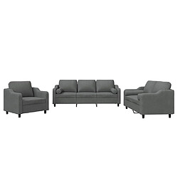 Maison Chic Ensemble de canapés 3 pcs coussins, Canapé droit Sofa pour Salon gris foncé tissu -GKD966235