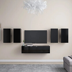 vidaXL Ensemble de meubles TV 6 pcs Noir Bois d'ingénierie