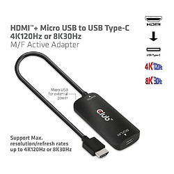 Club 3D HDMI + Micro USB auf USB Typ-C 4K120Hz oder 8K30Hz M/F Aktiver Adapter pas cher