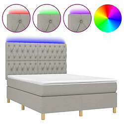 Sommier à lattes,Cadre à lattes de lit et matelas et LED pour Adulte Gris clair 140x190 cm -MN26487