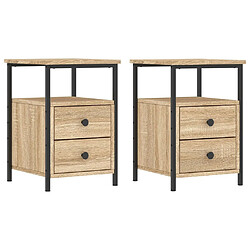 Maison Chic Tables de chevet 2pcs - Table basse Table de nuit - chêne sonoma 34x35,5x50cm bois ingénierie -MN17648