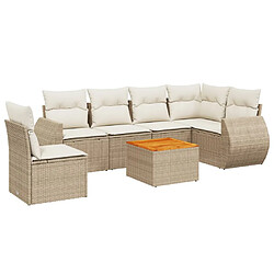 vidaXL Salon de jardin avec coussins 7 pcs beige résine tressée