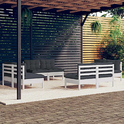 Maison Chic Salon de jardin 8 pcs + coussins - Mobilier/Meubles de jardin - Table et chaises d'extérieur anthracite Bois de pin -MN74755