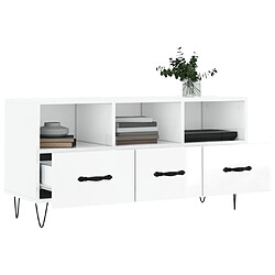 Acheter Maison Chic Meuble TV scandinave - Banc TV pour salon Blanc brillant 102x36x50 cm Bois d'ingénierie -MN22829