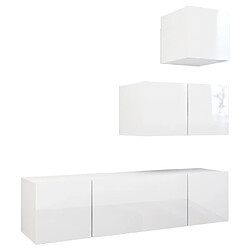 vidaXL Ensemble de meubles TV 4 pcs Blanc brillant Bois d'ingénierie