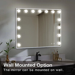 Acheter FENCHILIN Bluetooth Miroir de maquillage 58x46cm LED Sur pied Blanc