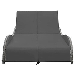 Maison Chic Chaise longue double avec coussin | Bain de soleil Relax | Transat Résine tressée Anthracite -GKD55566