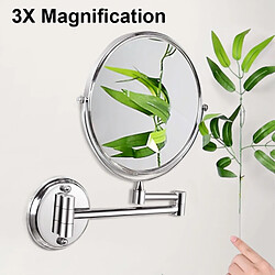 Acheter Universal Miroir de maquillage de salle de bains 8 pouces maquillage pliant 3x loupe mural double face chambre ronde chambre à coucher cadre pivotant miroir