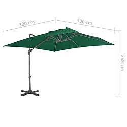 vidaXL Parasol de jardin en porte-à-faux et poteau en aluminium vert pas cher