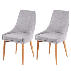 Decoshop26 Lot de 2 chaises de salle à manger cuisine design rétro tissu gris 04_0000337