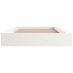 Acheter Maison Chic Lit Moderne Chambre - Cadre/structure de lit pour adulte Blanc 135x190 cm Double Bois massif -MN91638