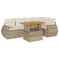 vidaXL Salon de jardin avec coussins 6 pcs beige résine tressée