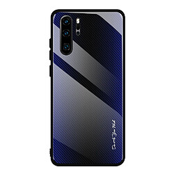 Wewoo Coque Pour Huawei P30 Pro Texture Gradient Glass Housse de protection bleu foncé